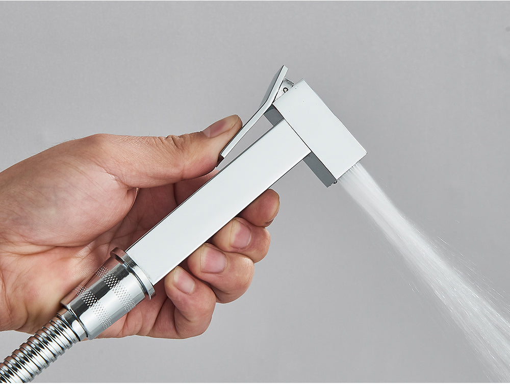 Stainless steel Toilet Shower, UNIQUE Square Design with 1 meter Connection Chain & Holder