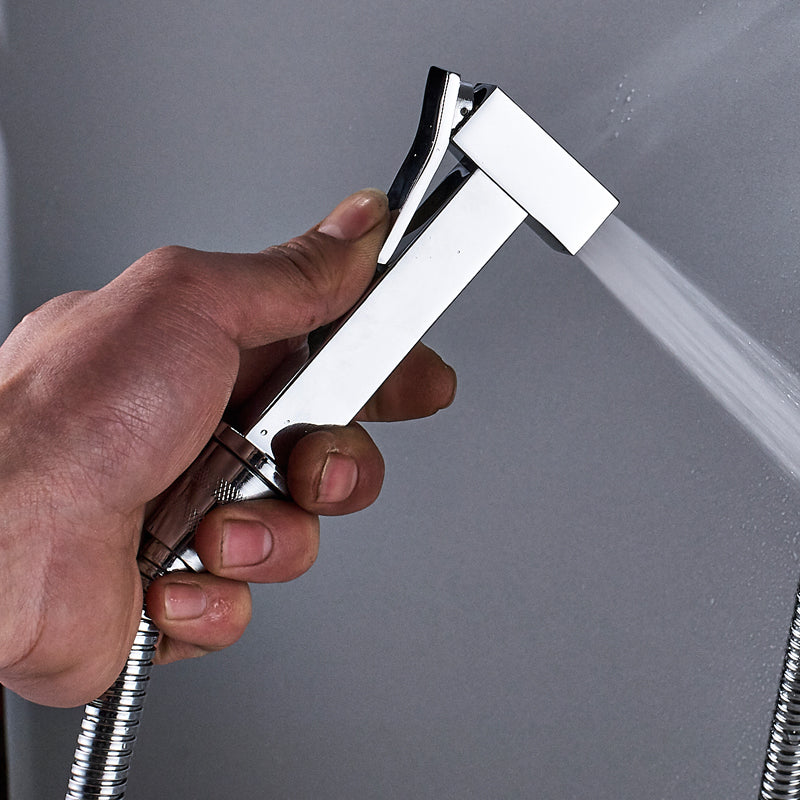 Stainless steel Toilet Shower, UNIQUE Square Design with 1 meter Connection Chain & Holder